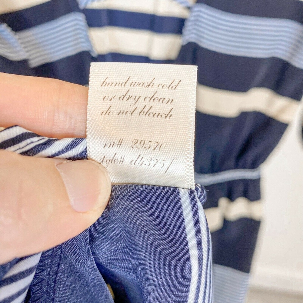 Anthropologie Needle & Thread Dress Blue Long Sleeve Gold Stripes - Picture 12 of 12